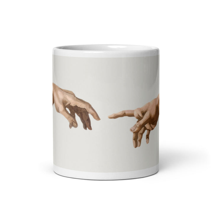 Ceramic mug 'Hands touching art'