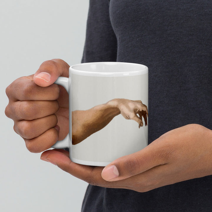 Ceramic mug 'Hands touching art'